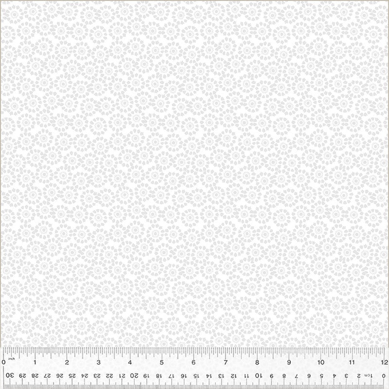 Frosting Mini Medallion White on White Cotton fabric