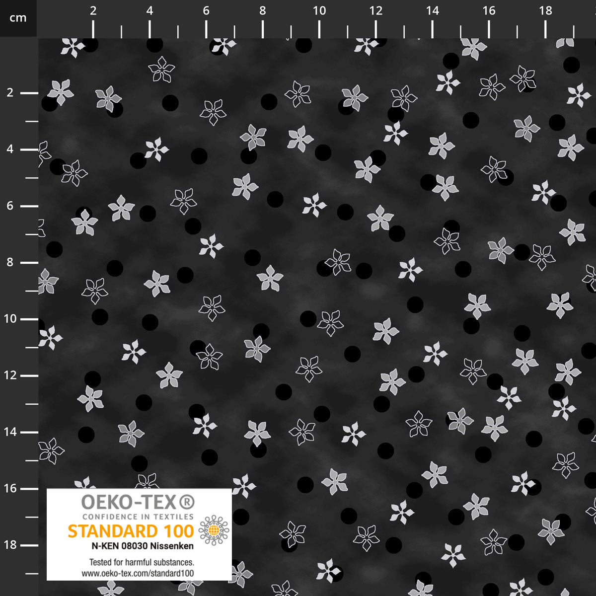 Frosty Snowflake 4590-912 Black/Silver Poinsettia - Fat Quarter