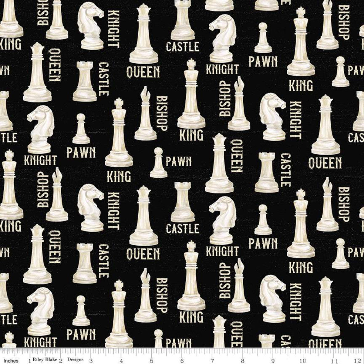 I'd Rather Be Playing Chess C11260-BLACK Pieces - Fat Quarter