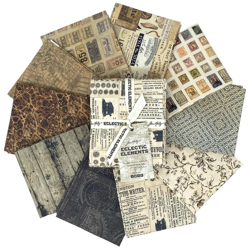 Eclectic Elements Palette: NEUTRAL Half-Yard Bundle by Tim Holtz