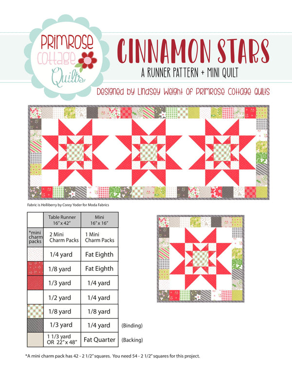 Cinnamon Stars by Lindsey Weight of Primrose Cottage Quilts - Quilt PDF Pattern