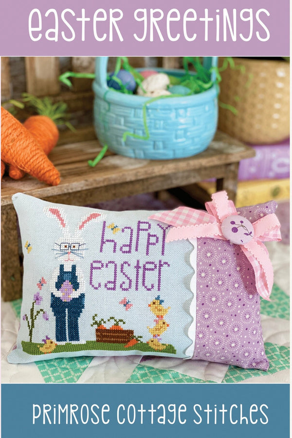 Easter Greetings Cross Stitch by Lindsey Weight of Primrose Cottage - PDF Pattern
