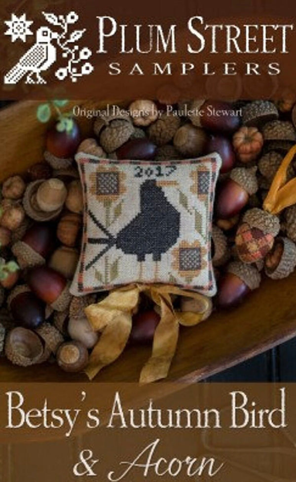 Betsy's Autumn Bird & Acorn by Plum Street Samplers - Paper Pattern