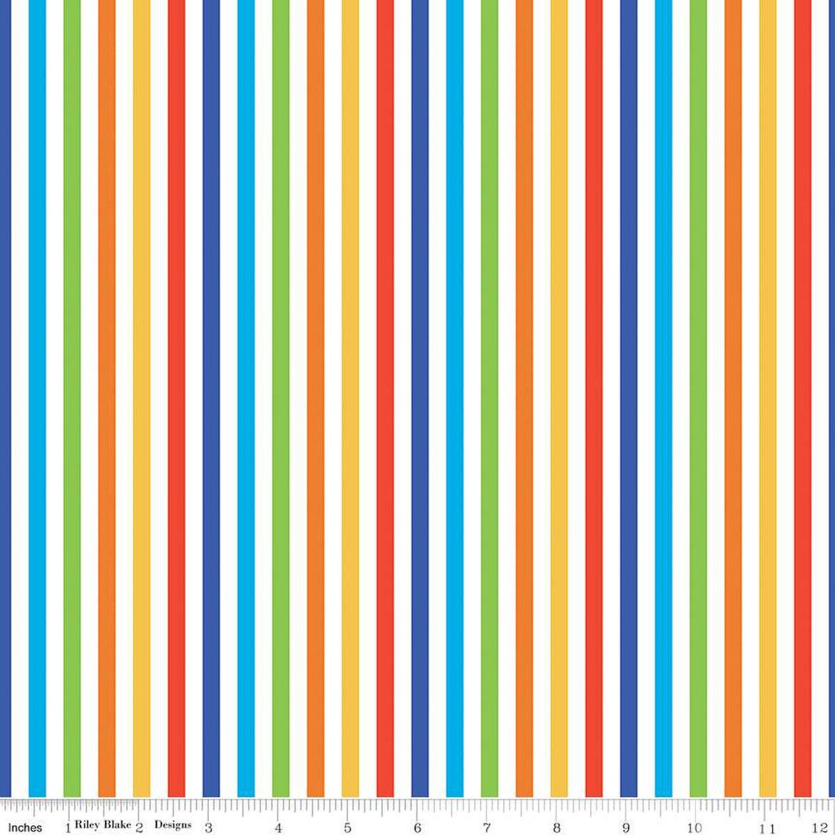 24" End of Bolt - SALE FLANNEL Blast Solar Stripes F12594 Multi - Riley Blake Designs - 1/4" Stripe Striped - FLANNEL Cotton Fabric