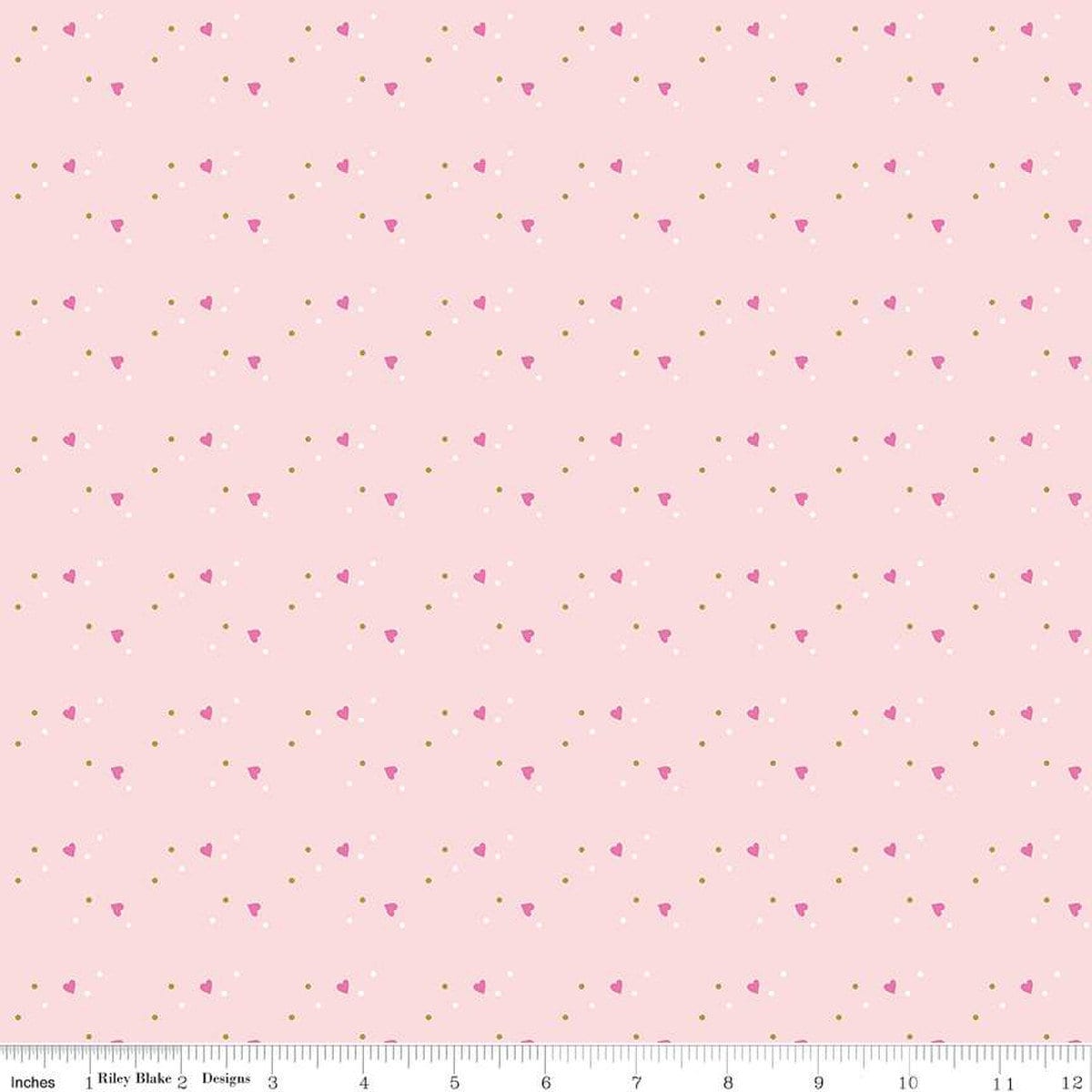 11" End of Bolt - SALE Mint for You Sprinkle Hearts SC12764 Blush SPARKLE - Riley Blake - Valentine's Gold SPARKLE - Quilting Cotton Fabric