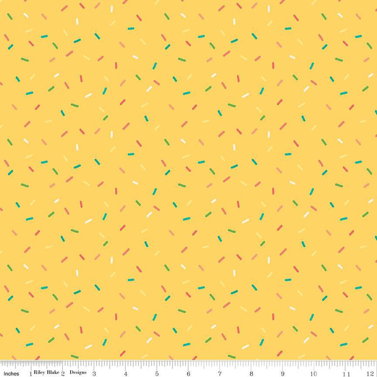 14" End of Bolt - Gingham Cottage Confetti C13018 Yellow - Riley Blake Designs - Confetti Sprinkles - Quilting Cotton Fabric