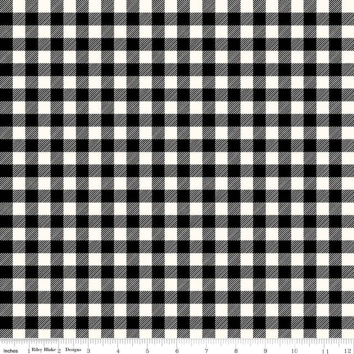 24" End of Bolt - FLANNEL Buffalo Check F13908 Black- Riley Blake Designs - Approximate 7/16" Checks Checked - FLANNEL Cotton Fabric