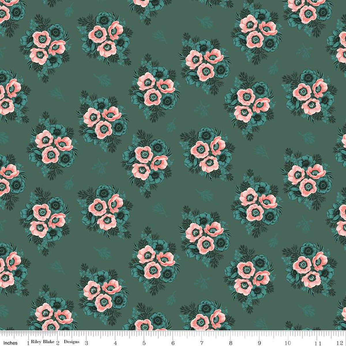10" End of Bolt - Porch Swing Vignettes C14054 Hunter by Riley Blake Designs - Floral Flowers - Quilting Cotton Fabric