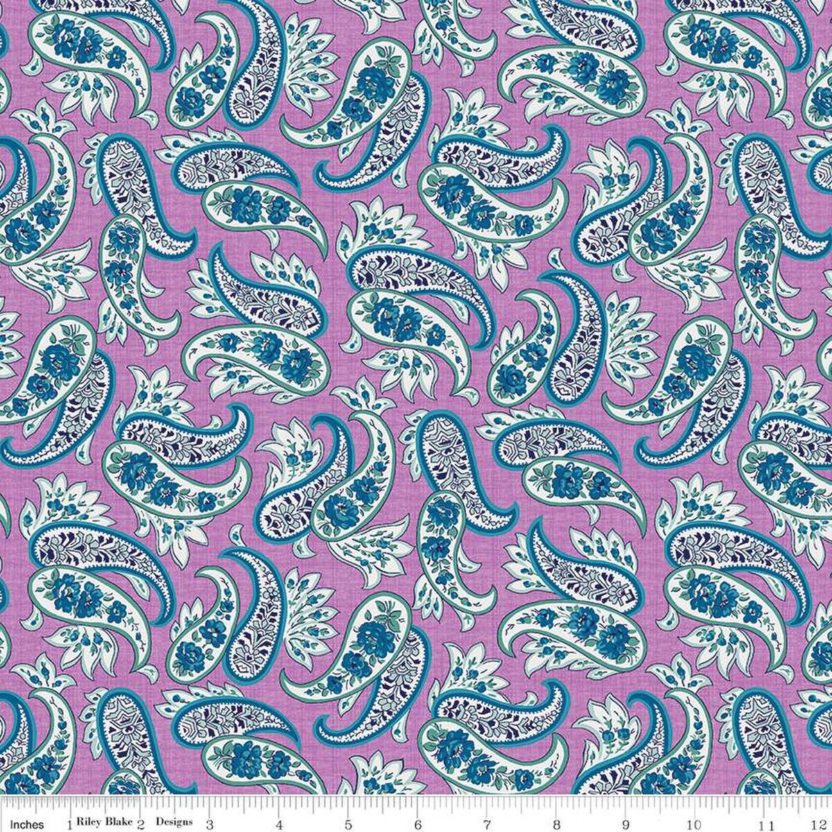 10" End of Bolt - CLEARANCE Brilliance Paisley C14225 Violet by Riley Blake Designs - Floral Flower-Filled Paisleys - Quilting Cotton Fabric
