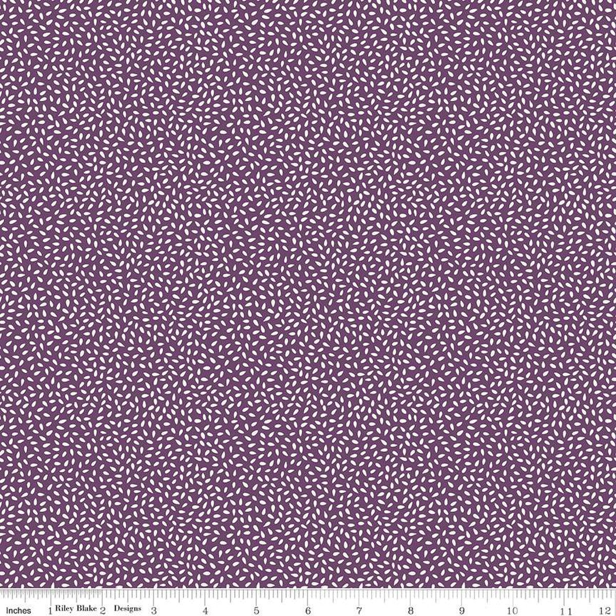 23" End of Bolt - Let It Bloom Seeds C14285 Purple - Riley Blake Designs - Cream Seeds on Purple - Quilting Cotton Fabric