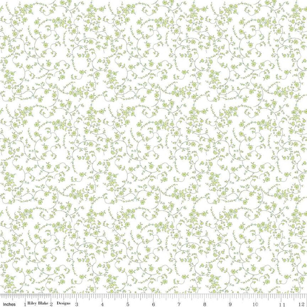 Tulip Cottage Vines C14263 White by Riley Blake Designs - Floral Flowers Leaves - Quilting Cotton Fabric