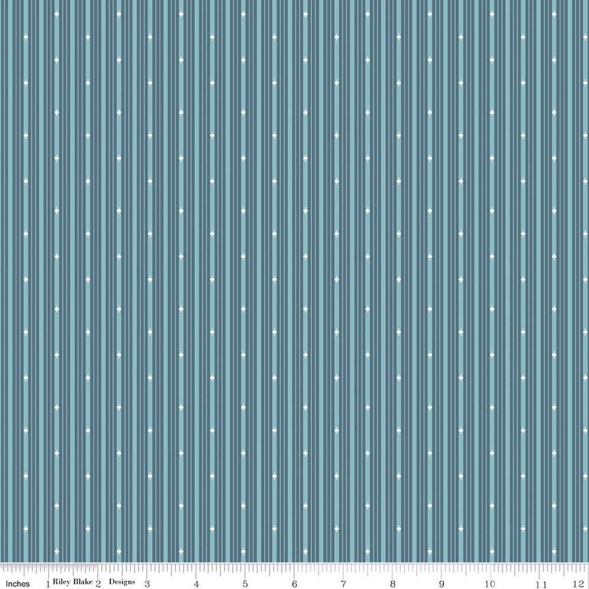 17" End of Bolt - Albion Stripes C14598 Blue - Riley Blake Designs - Stripe Striped - Quilting Cotton Fabric