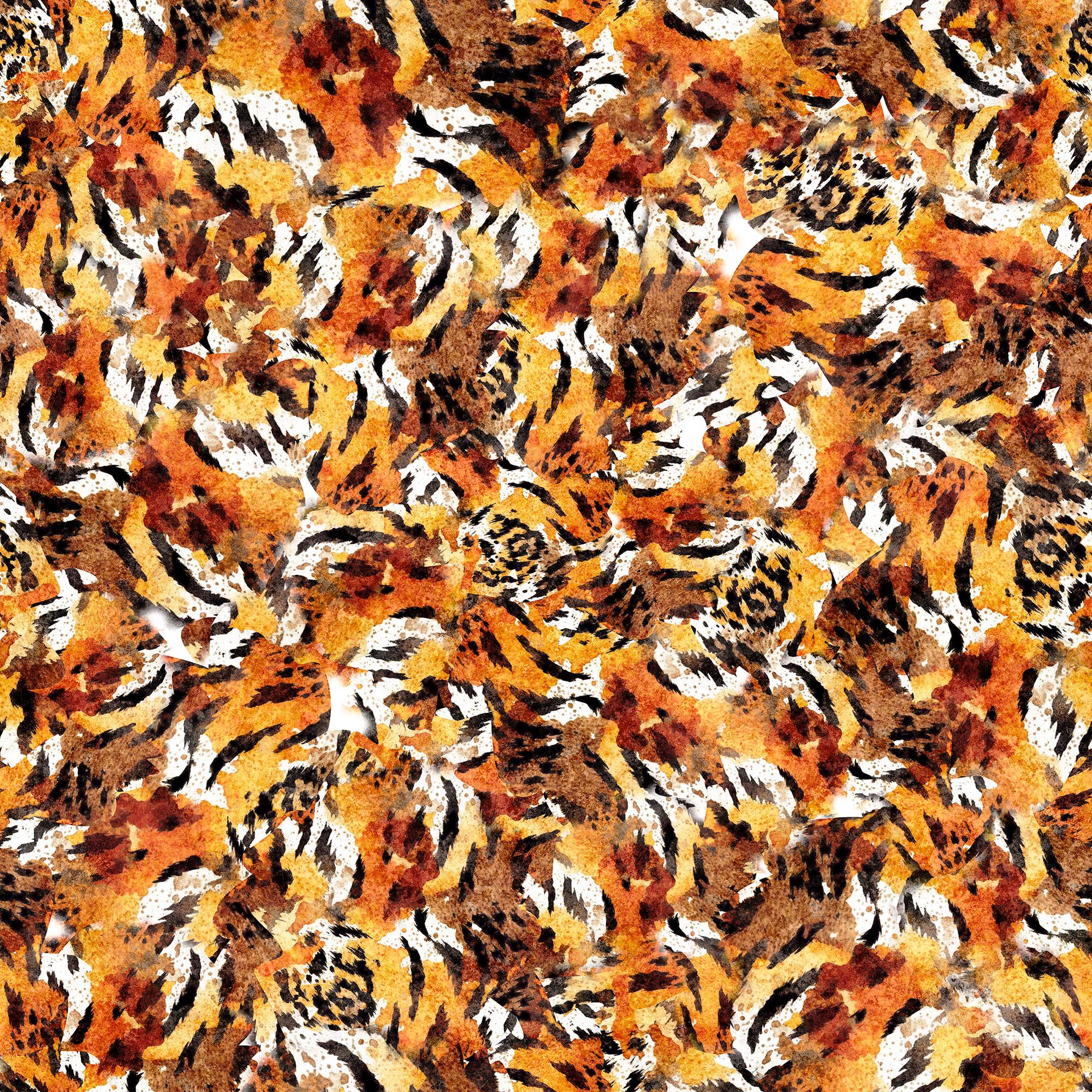 13" End of Bolt - SALE Eye of the Tiger Skin 30477 Orange O - by QT Fabrics - Quilting Cotton Fabric