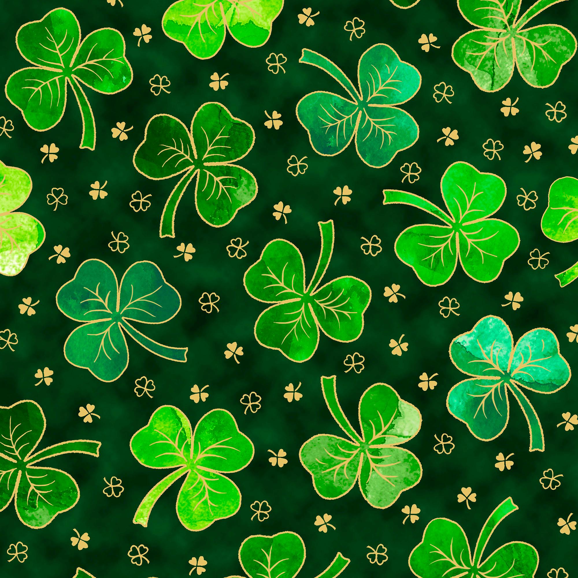SALE St. Paddy's Cheer Clovers 30822 Forest F - by QT Fabrics - St. Patrick's Day Ireland - Quilting Cotton Fabric