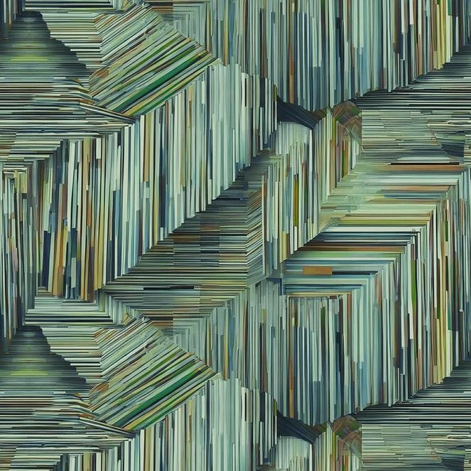 I Walk the Line - 118" Emerald Line Art Green Tonal Geometric Wide Back Fabric, Studio E 8675S-66
