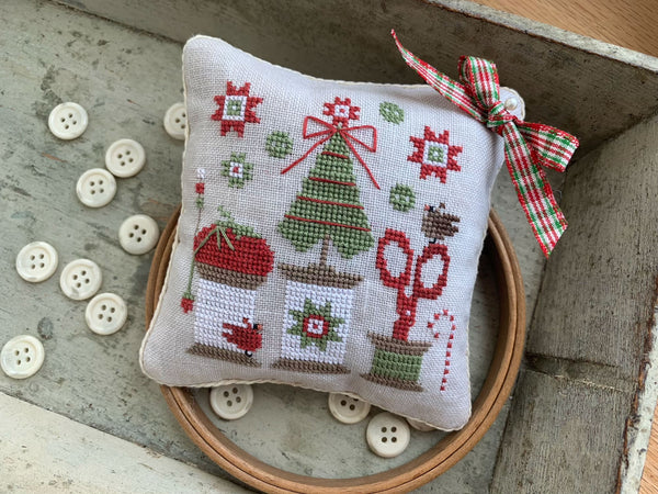 Christmas Spools Pinkeep Cross Stitch by Stitches By Ethel - Paper Pattern