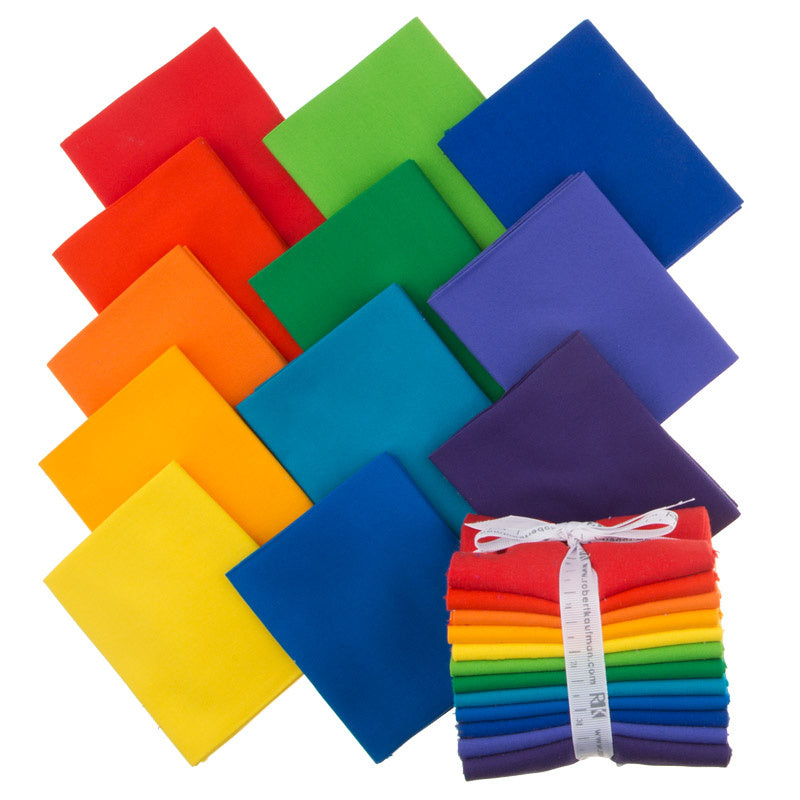 Kona Cotton - Bright Rainbow Palette Fat Quarter Bundle by Robert Kaufman Fabricsfor Robert Kaufman