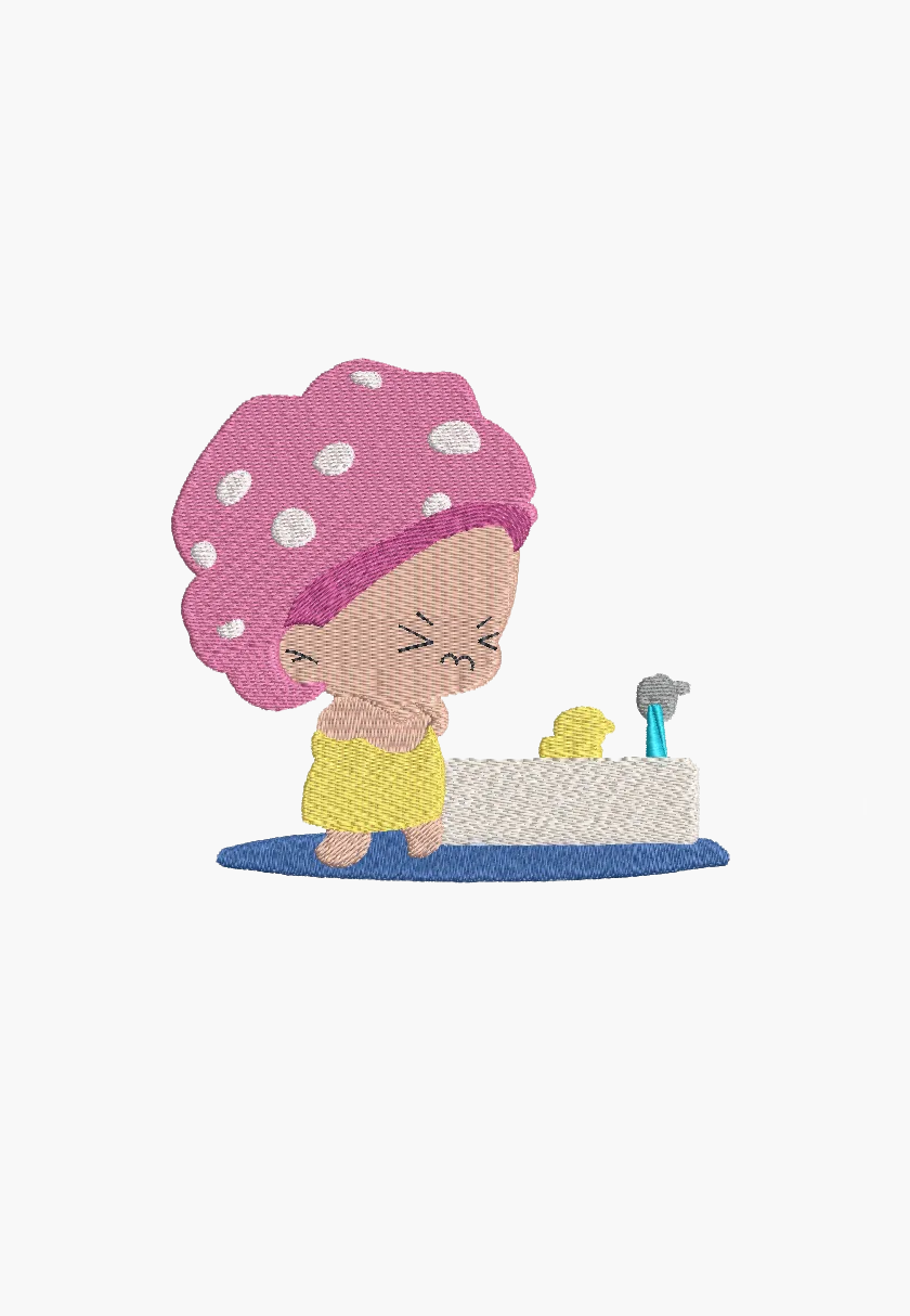 LITTLE GIRL TAKING A BATH – Machine Embroidery Design – Instant Download