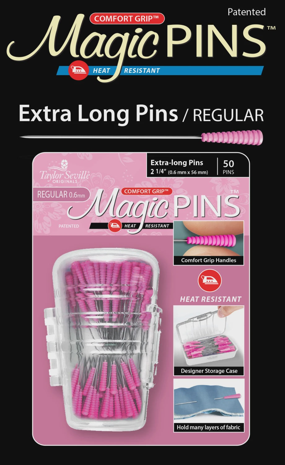 Taylor Seville Magic Pins Extra-Long Pins 2 1/4in (50 ct)