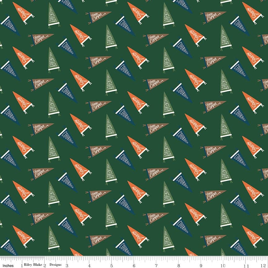 Adventure is Calling - Green Flags - per yard - by Dani Mogstad for Riley Blake Designs - Outdoors, Wildlife - C10723-GREEN