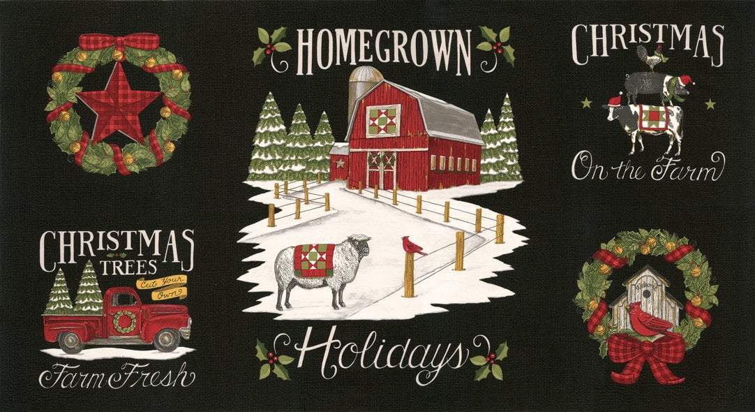 Homegrown Holidays Panel - per PANEL - by Deb Strain for MODA - 24" Farm Panel Farm Black - 19940 14 -