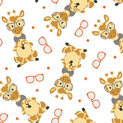 Wild and Free - Tossed Giraffes - white - Per Yard - by Jessica Mundo - Henry Glass & Co. - 9564-03 white