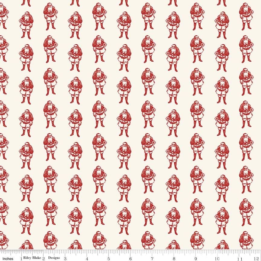 Yuletide - per yard - My Mind's Eye for Riley Blake Designs - Santas - C9636-CREAM