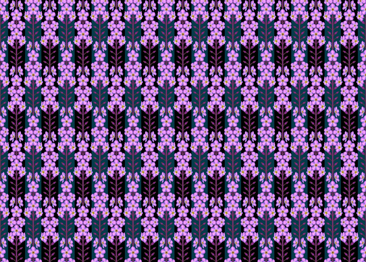 Iconic Indigo Forgetmenot Fabric - AMT125-84L