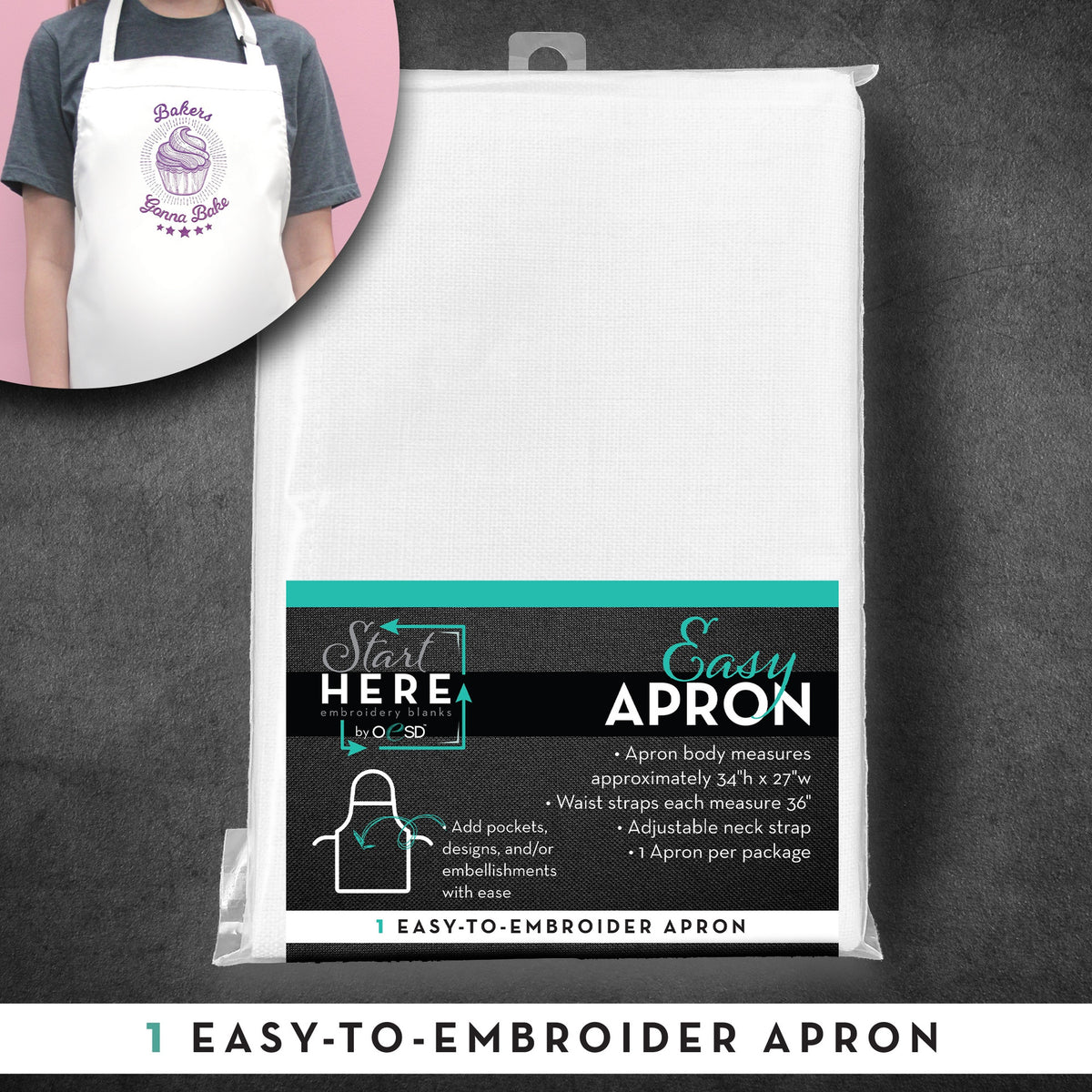 OESD Easy Apron White 34inx27in