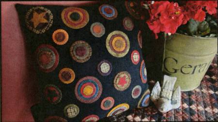 Penny's Primitive Pillow- Mini pattern- Primitive Gatherings by Lisa Bongean -Primitive, Wool Applique, precut friendly #939