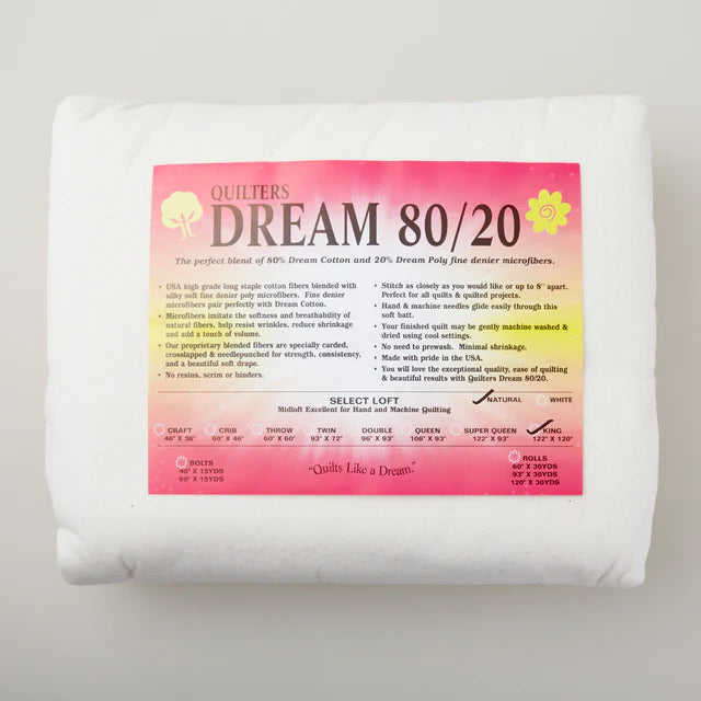 Quilters Dream 80 /20 Batting Natural King 122 x 120