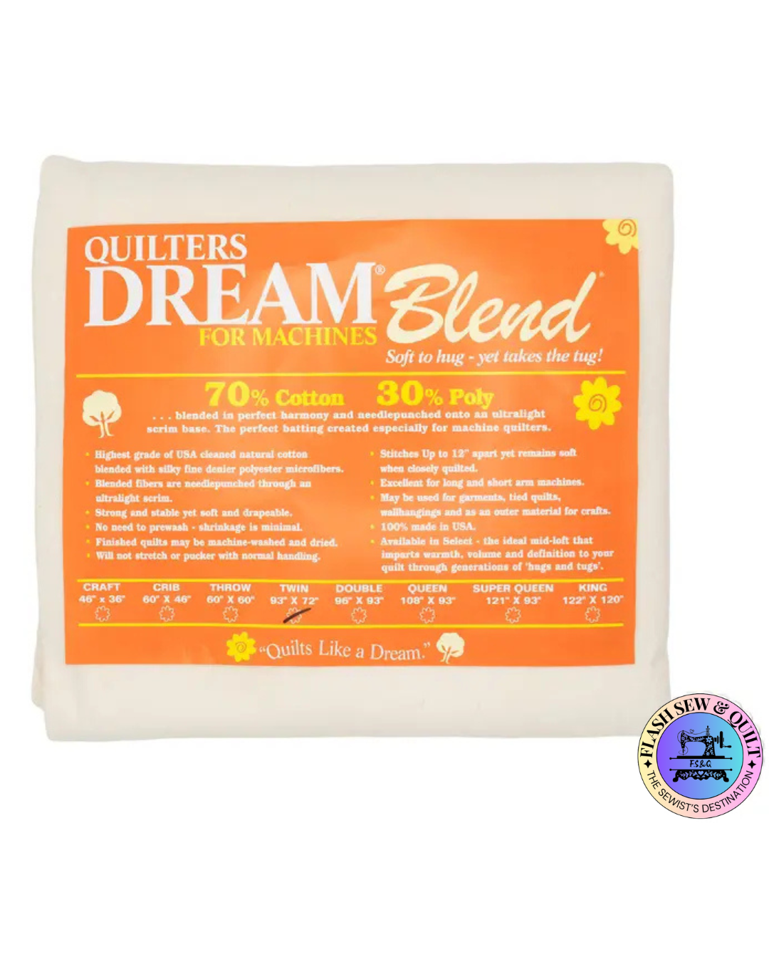 Quilters Dream Blend for Machines Batting Select Twin 93 x 72