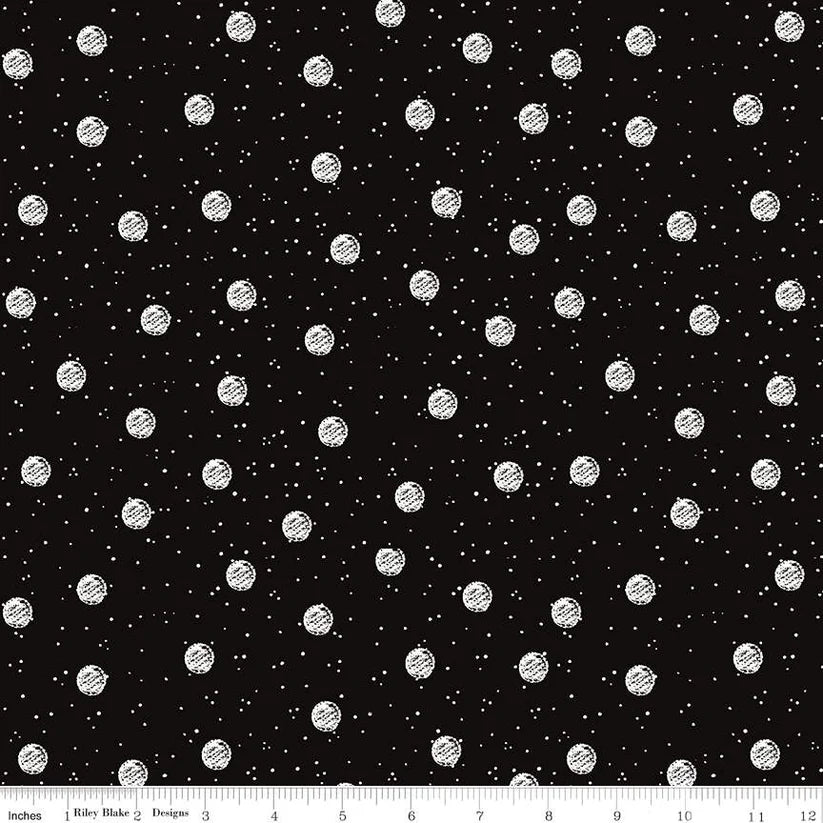 Riley Blake White as Snow Snowball Toss Black