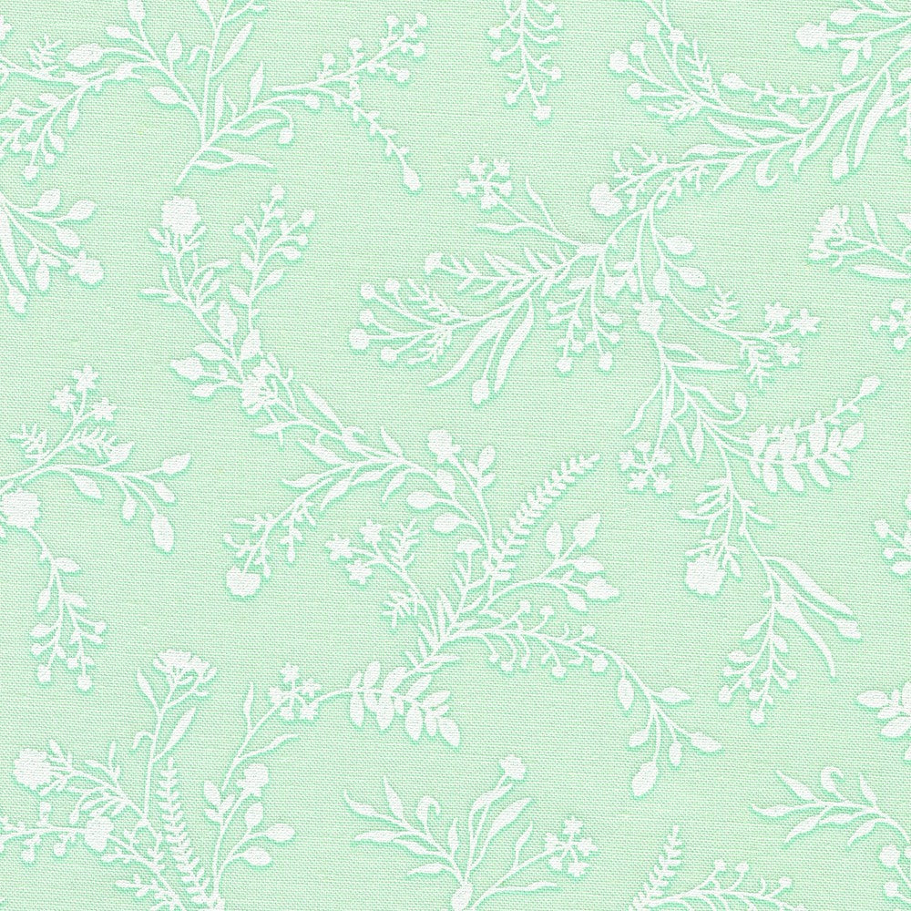 Wishwell: Alabaster Hues Leafy Vine Mint fabric