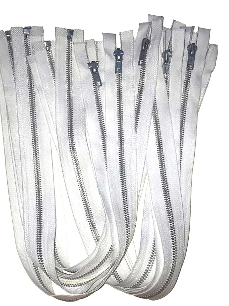 Wholesale 22" Separating Jacket Zipper- White - Pack of 10