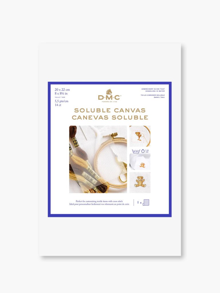 DMC – Soluble Canvas – Water-Soluble Cross Stitch Canvas – 20 × 22 cm