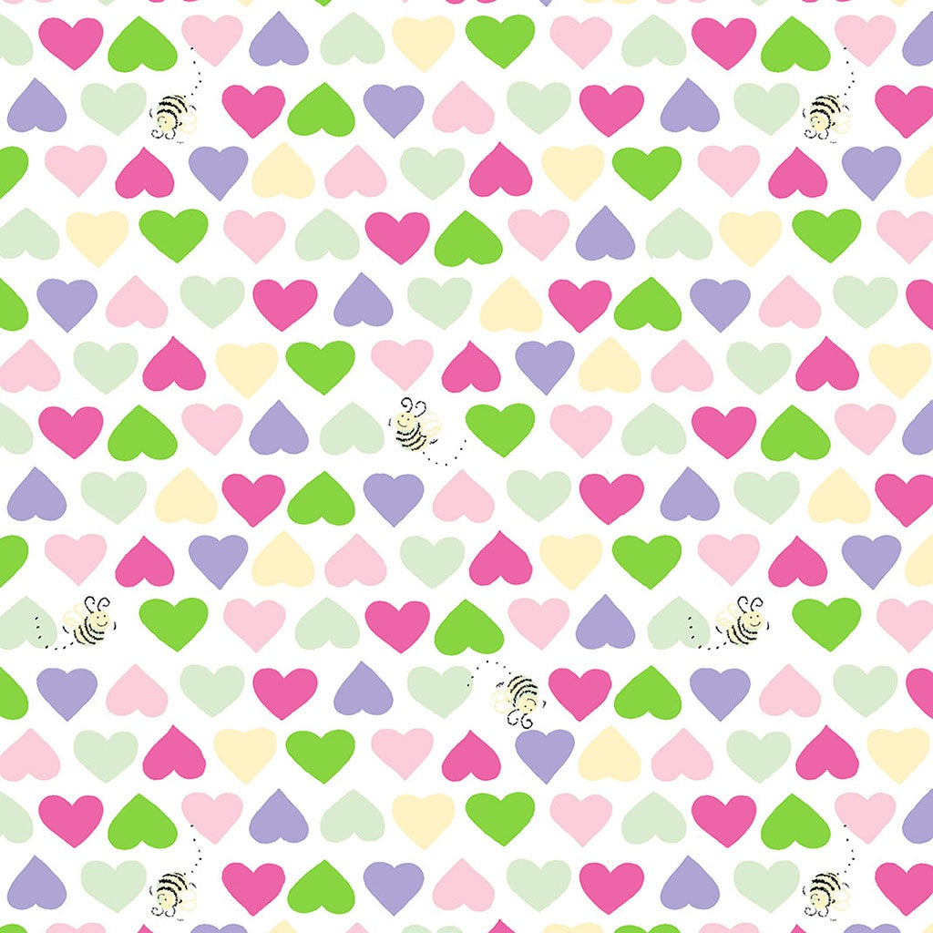 Susybee Hearts & Bees Pink fabric - SB20208-520
