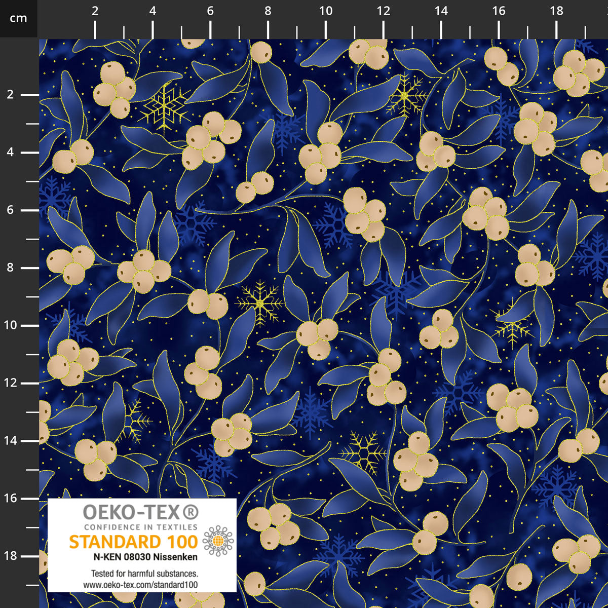 Twinkle 4590-004 Dk. Blue Mistletoe - Fat Quarter