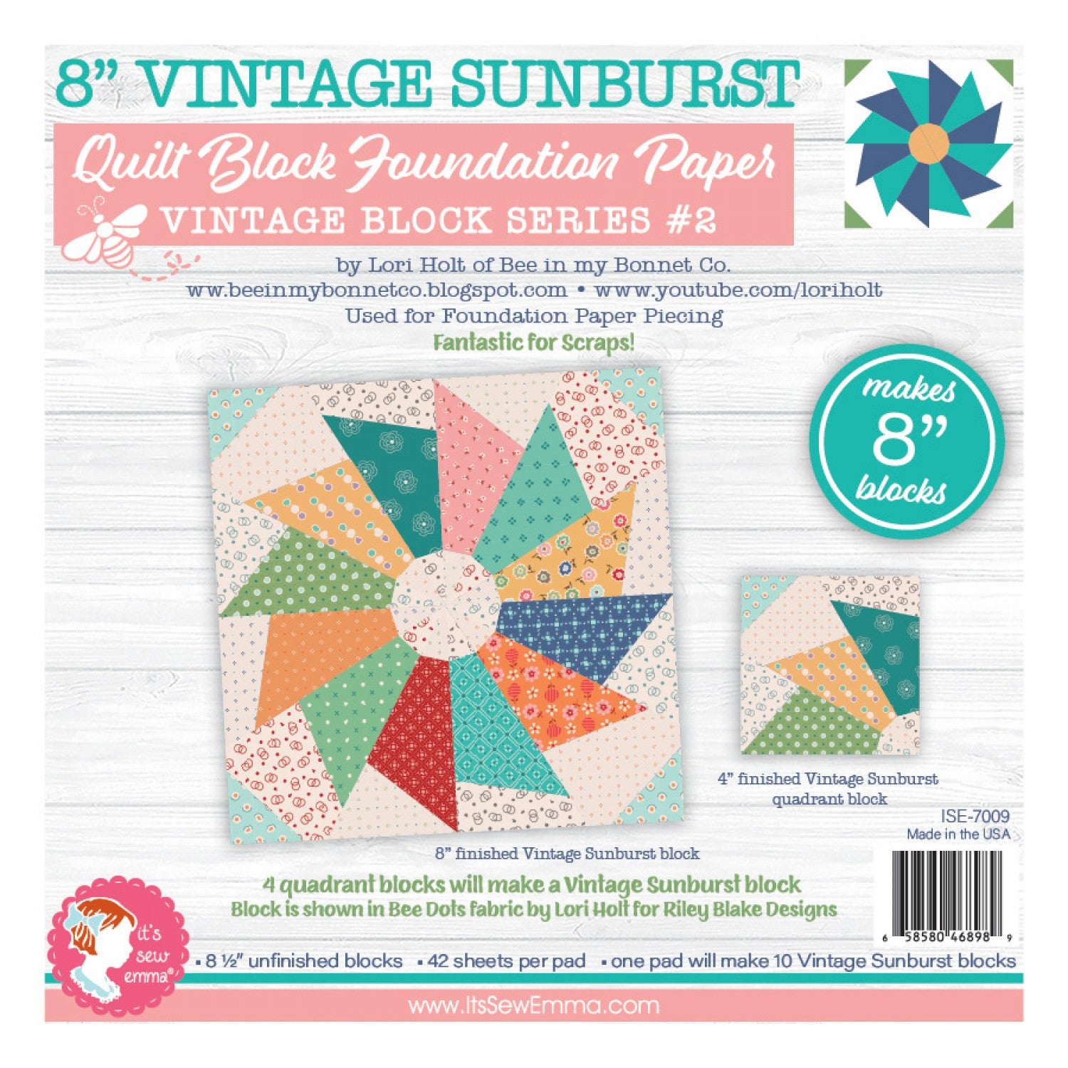 Vintage Sunburst Foundation Paper Pad - 8 Inch Blocks