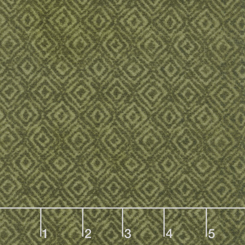 Woolies Heritage Flannel - On Point Green Yardage by Bonnie SullivanforMaywood Studio