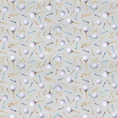 Clothworks Fore! Digital Golf Balls and Tees Y3750-118 Light Pewter | SOLD BY THE HALF-YARD