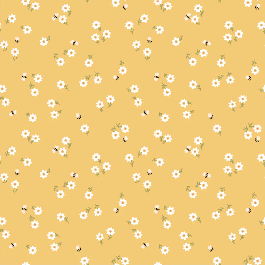 BOLT END 34" Promise Me Yellow You're Invited Yardage by Michal Marko for Poppie Cotton Fabrics